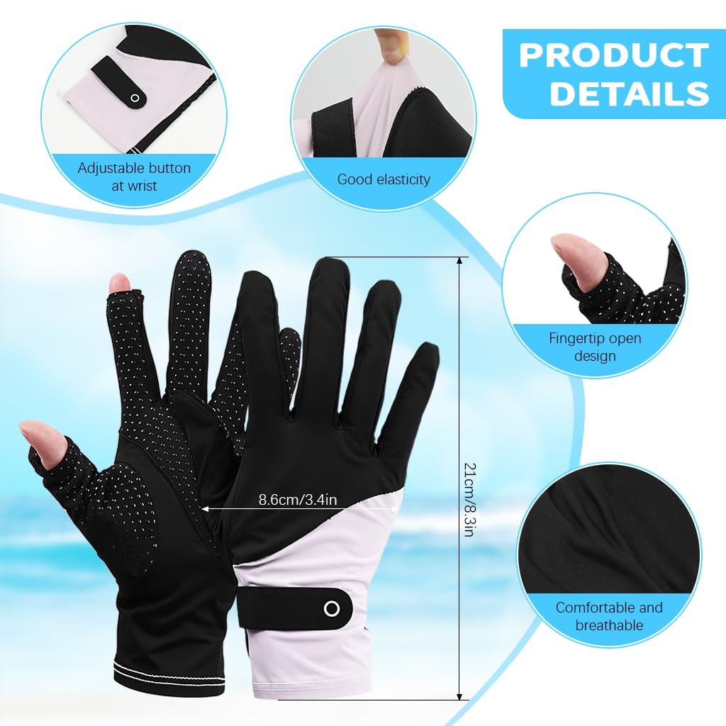 SANNIDHI Silicone Gloves for Women with UPF 50+ Sun Protection and Anti Slip Palm | Ice Silk Breathable Design for Cycling Driving and Gardening