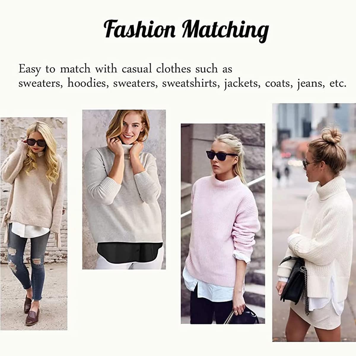 GUSTAVE Shirt Extender for Women with Elastic Waist and Short Front Long Back | 2Pcs Size L Black and White, Waist 80cm Length 39cm