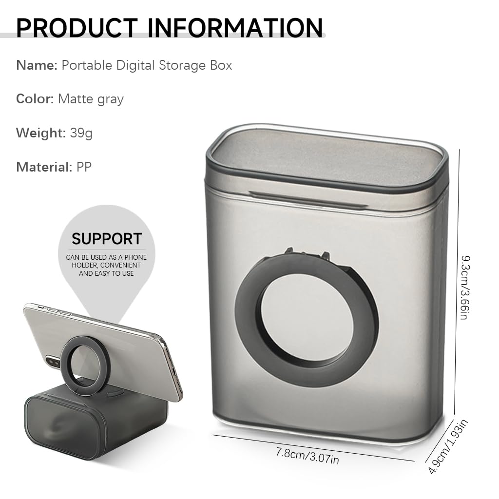 Verilux Cable Organizer for Travel and Daily Use with Flip Lid and Folding Ring Handle 7.8x4.9x9.3cm