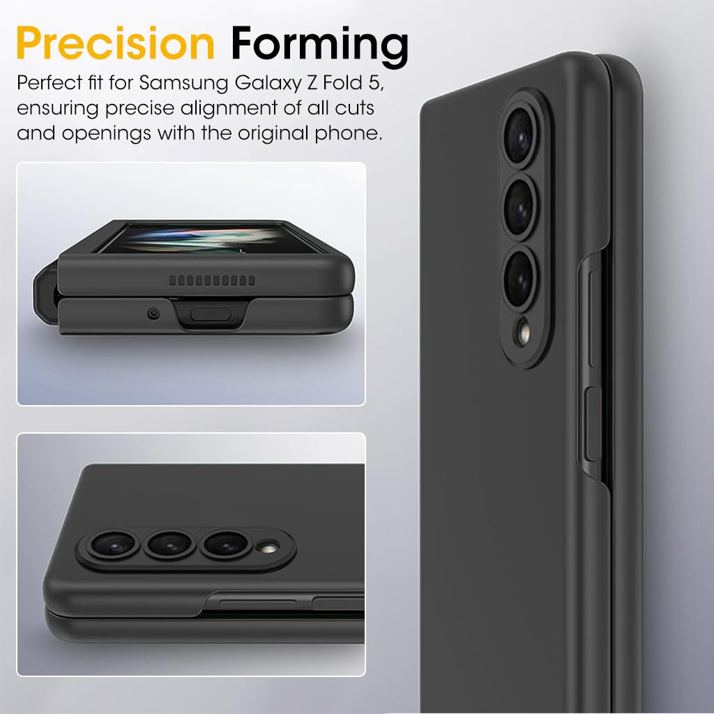 ZORBES Phone Case for Samsung Galaxy Z Fold 4 with Outer Display Protector | Matte Black PC Shockproof Cover