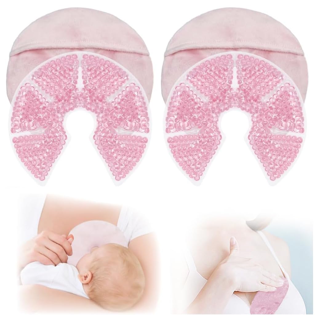 SNOWIE SOFT Breast Therapy Pads for Breastfeeding Relief with Reusable Pink Gel | 2 Pack