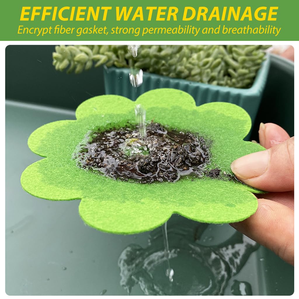 HASTHIP Pot Drainage Barriers for Flower Pots featuring Breathable Fabric 50pcs 2.95in | Colorful Flower-Shaped Liners