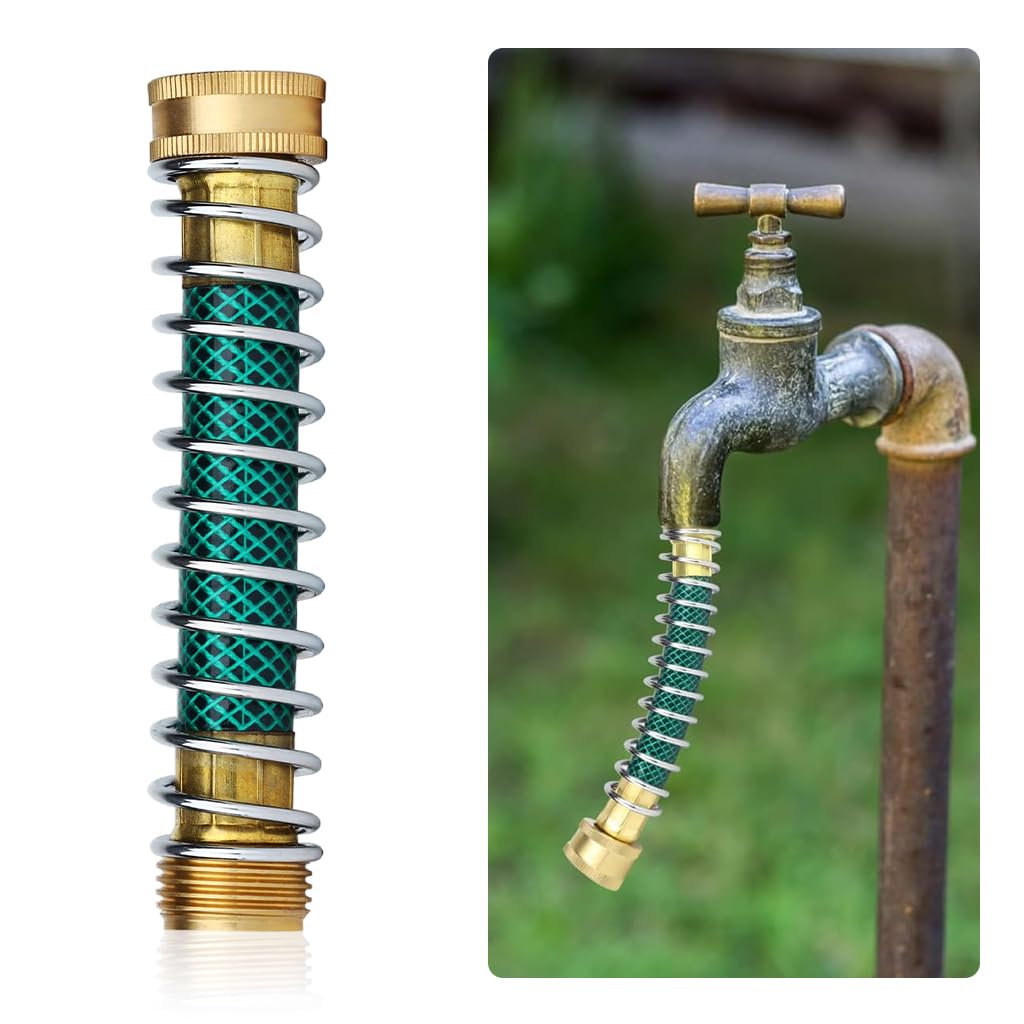 HASTHIP Garden Hose Connector Adapter for Faucets with 5.7 in Extender and Coil Spring | Brass