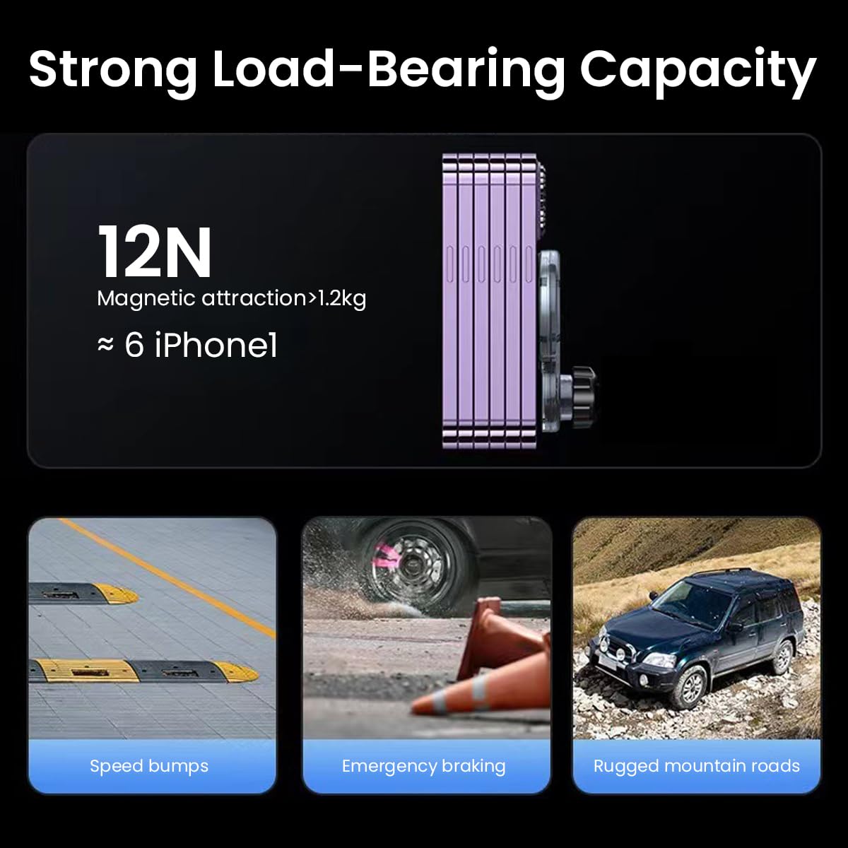 STHIRA Car Mobile Holder for MagSafe with 360° Rotatable Arm and Enhanced Steel Hook | Universal Vent Mount for iPhone 15 to 12