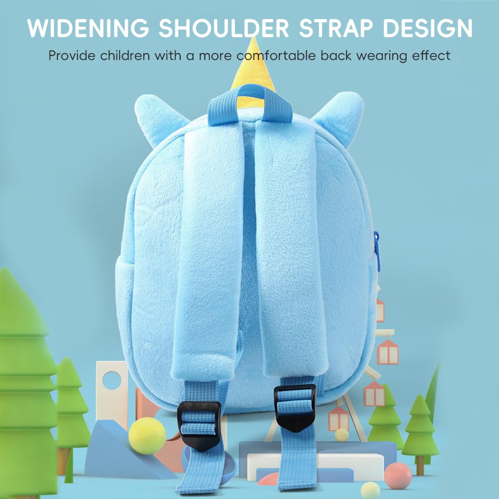Climberty Toddler Backpack for Kids with Dual Zipper Compartments 24x7x27cm | Soft Plush Cattle Design