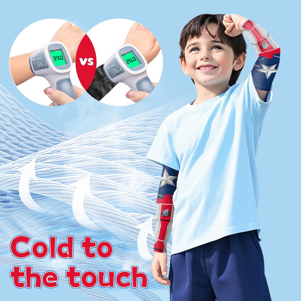 SNOWIE SOFT Cooling UV Protection Arm Sleeves for Kids 5–10 with Thumb Hole | Ice Silk UPF 50+