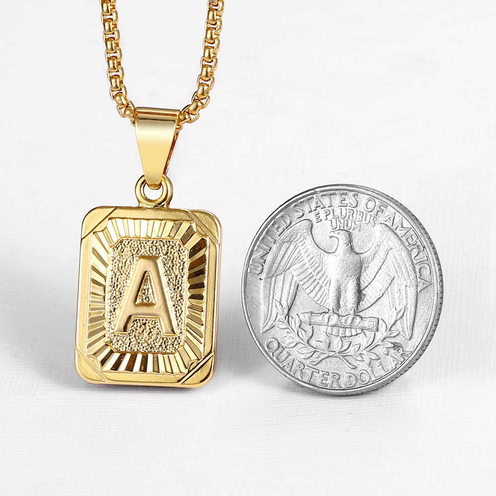 SANNIDHI Pendant Necklace for Men and Women with 0.78×0.62 in A Letter Charm | Golden Titanium Steel 20 in Chain
