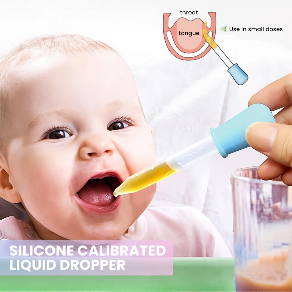 Zibuyu Baby Medicine Droppers for Accurate Liquid Dosing with 1–5ml Marks and Soft Silicone Tips | BPA-Free 2-Pack in Pink and Blue