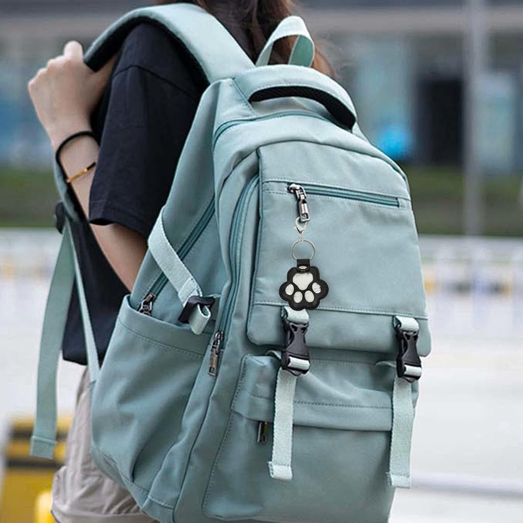 Qpets Pet Fur Storage Pocket Keychain with Clear Claw Window & Metal Clasp | Black PU Remembrance Gift