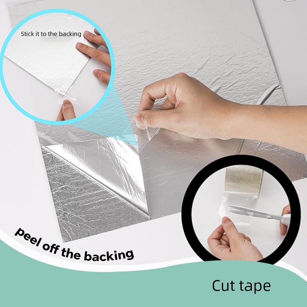 HASTHIP Wall Decorative Stickers for Home Decor with Tin Foil Adhesive Backing | 10 Pcs 11.8 in Square Marble Pattern Waterproof Tiles