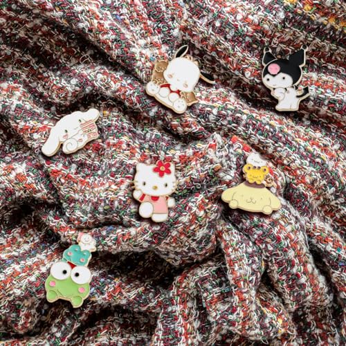 SANNIDHI 6Pcs Brooch Pin for Women Girls Cartoon Anime Kuromi Cinnamoroll Bag Charms Safety Brooch Buttons Pins Sanrio Kitty Brooch for Kids Girls Clothing Jackets Hat Accessories