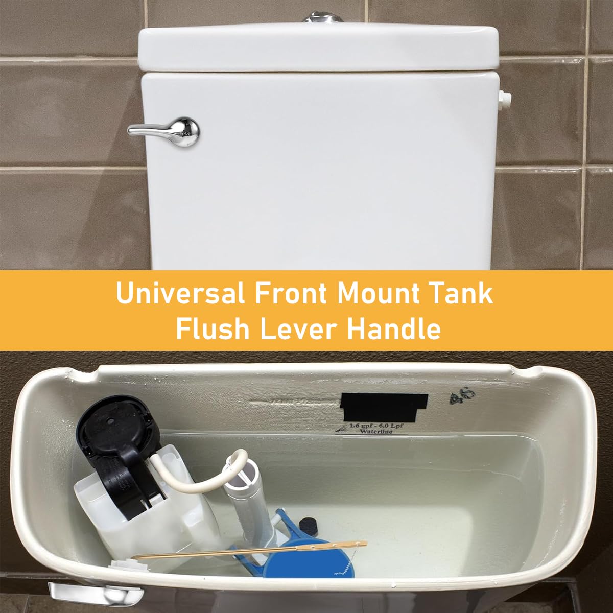 Zibuyu Front Mount Toilet Handle Lever Kit for Kohler and Toto with 7.89 in Adjustable Brass Arm | Chrome Zinc Alloy Flush Replacement