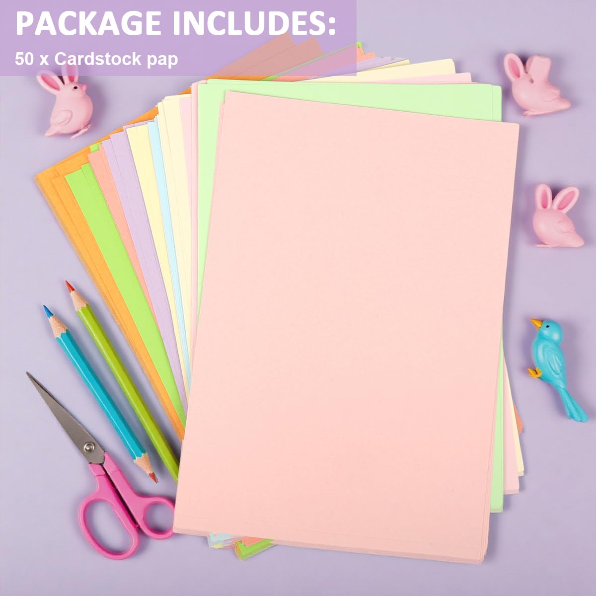 OFIFO Color Paper Pack for Craft and School Projects with 50 A4 Sheets in 10 Bright Colors