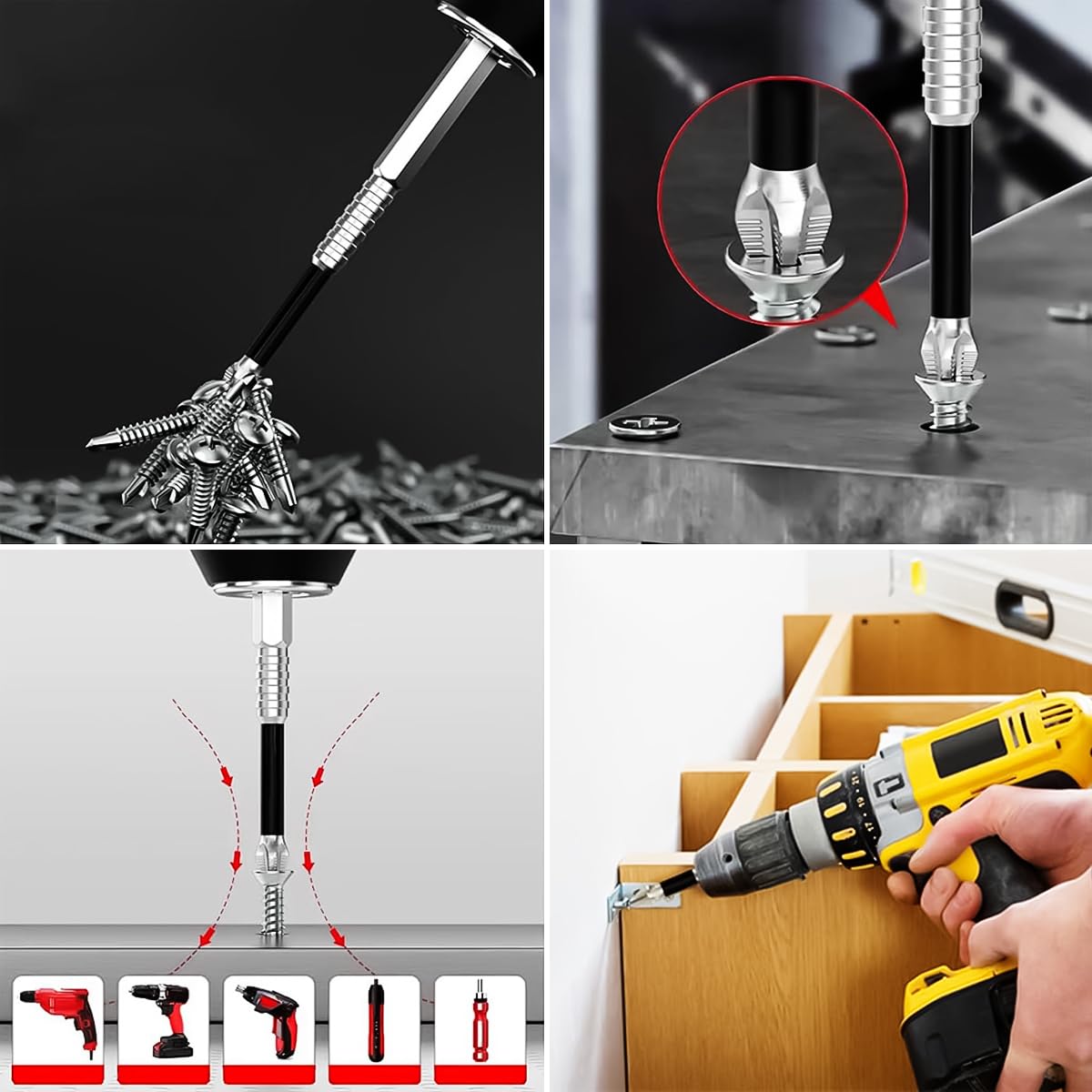 Serplex Magnetic Screwdriver Bit Set for Power Drills with PH2 Head and 1/4 Hex Shank | 6Pcs Heavy Duty Alloy Steel