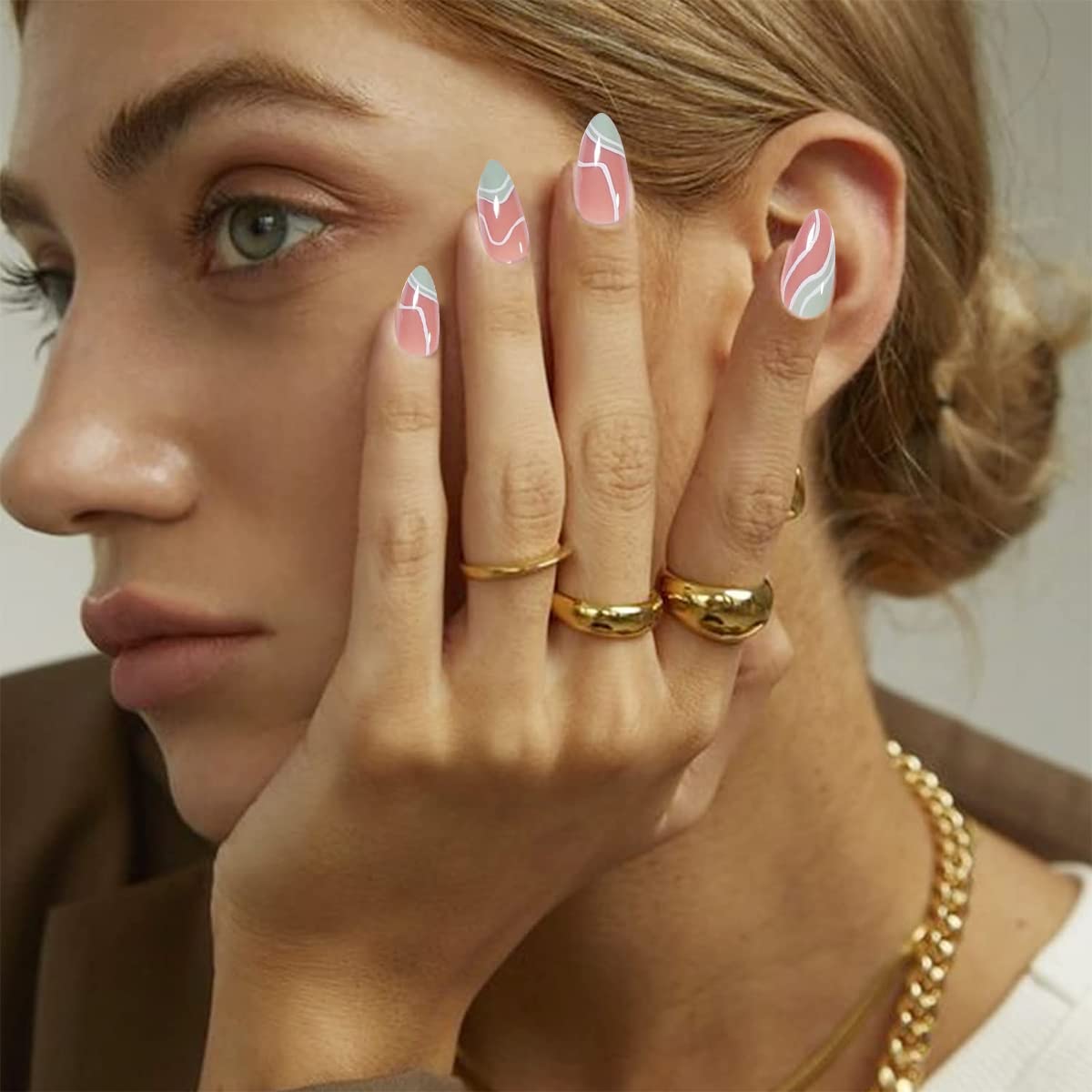 MAYCREATE Press on Nails for DIY Nail Art with 24pcs Full Cover ABS Design | French Style