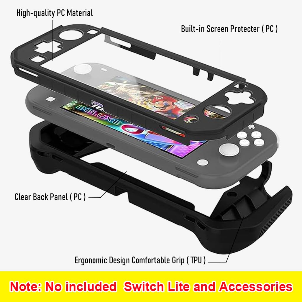 Zeitel 2 in 1 Protective Case for Nintendo Switch Lite with HD Screen Protector and TPU Grip Cover