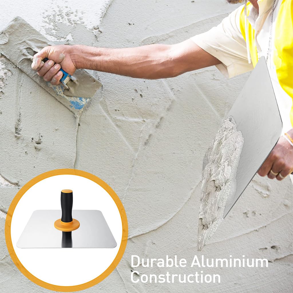 Serplex Aluminium Plastering Hawk for Holding Plaster featuring Rubberized Handle 11.8 x 11.8 in Grooved Surface