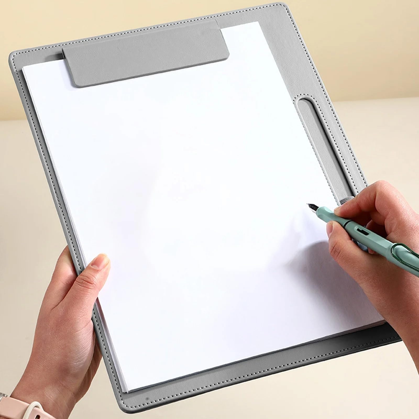 ZIBUYU A4 PU Leather Clipboard for Office and School with Foldable Design and Pen Holder