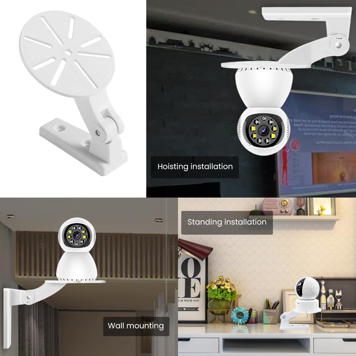 ZORBES CCTV Camera Mount Kit for Home Surveillance with 360° Rotatable ABS Bracket