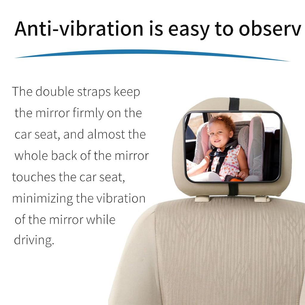 SNOWIE SOFT Baby Car Mirror Most Stable Backseat Mirror with Premium Matte Finish-Super Clear PMMA Material Mirror-Safe, Secure and Shatterproof
