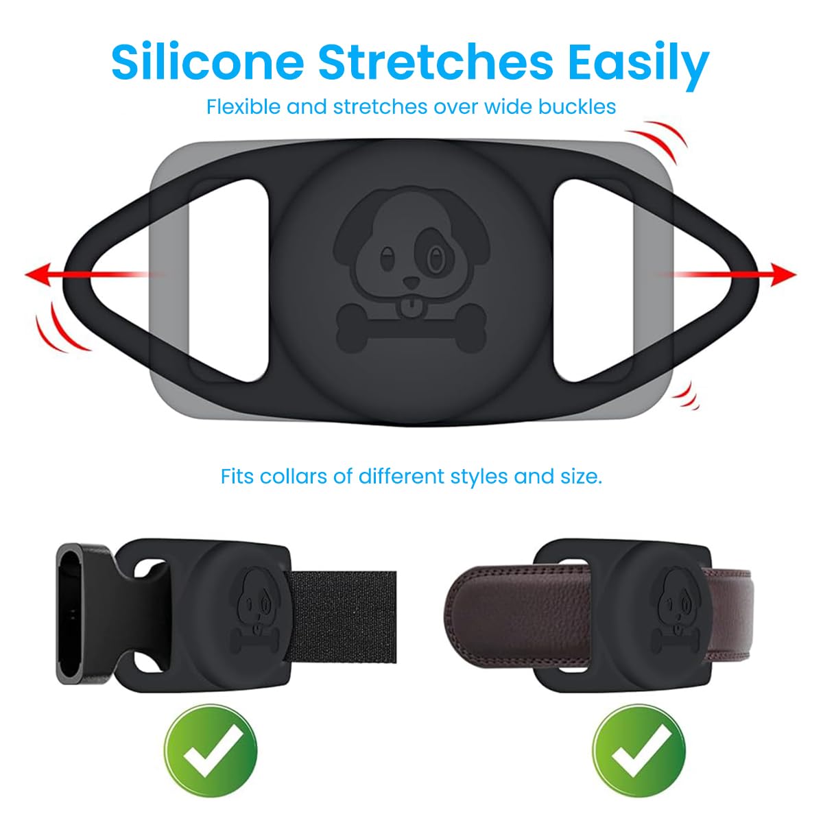 ZORBES For AirTag Silicone AirTag Holder for Dog Collar Pet Collat Silicone AirTag Holder Protector Cute Embossing Weather Proof Anti-lost Dual Grips AirTag Holder for Pet, Bag, Luggage