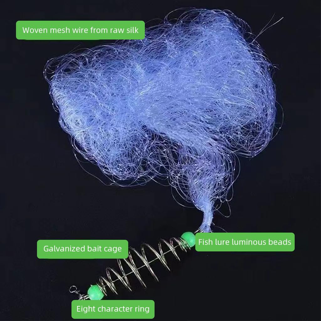 Proberos Spring Feeder Fishing Hook Net Trap with Glow Bait Holder Cage Pack of 4 | Nylon