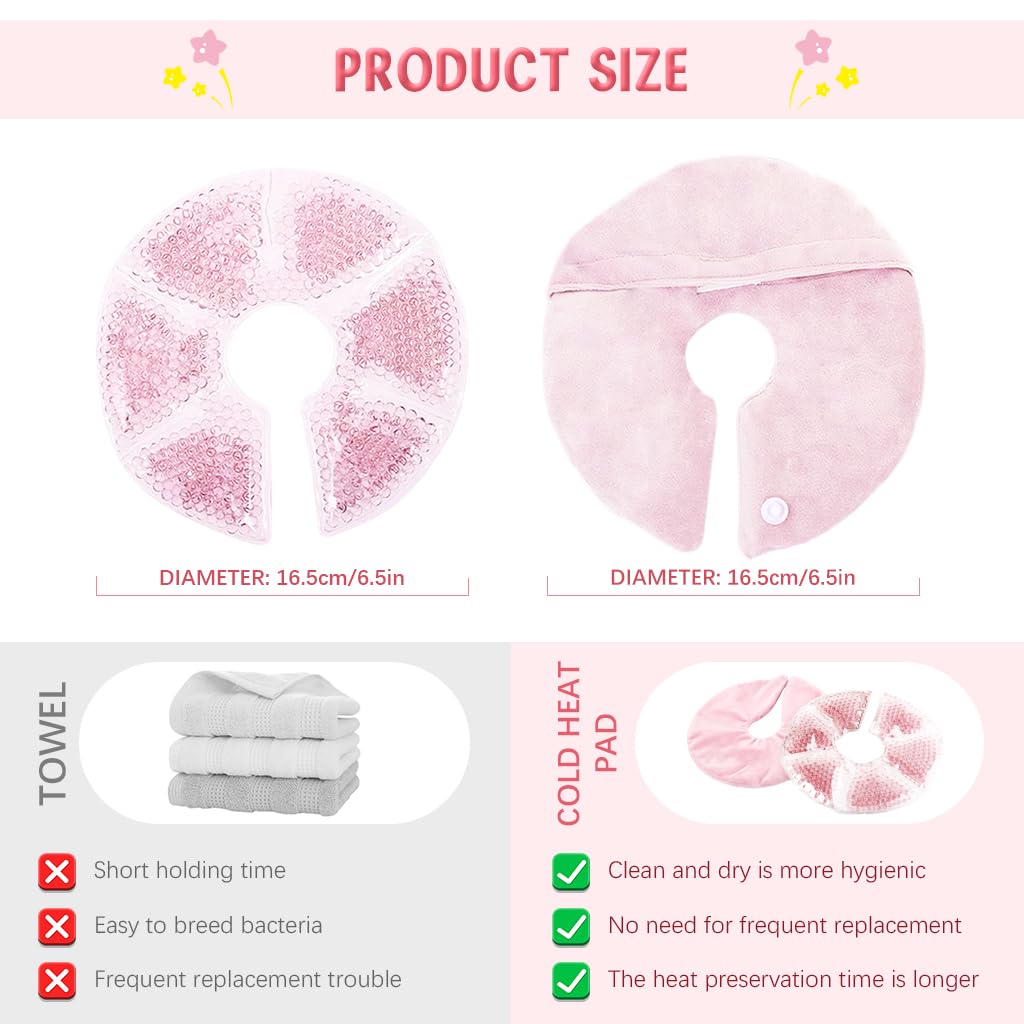 SNOWIE SOFT® 2Pcs Breast Therapy Pads with Covers Breast Cold/Hot Press Therapy Pads for Pain Relief, Swelling Relief Reuseable Hot Press Cool Gel Pads for General Breast Discomfort