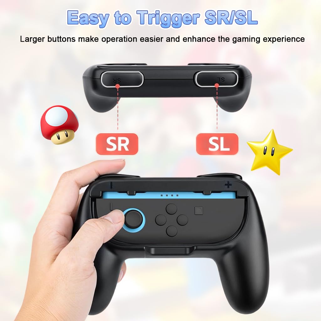 ZORBES Joy-Con Grips for Nintendo Switch 2 with Ergonomic Anti-Slip Handles | 2 Pack Black