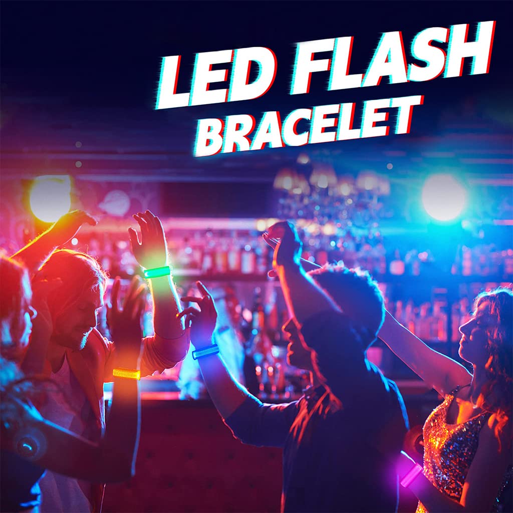 PATPAT Glow in the Dark Bracelet for Party and Night Running with LED Light 2PCS 35cm Green