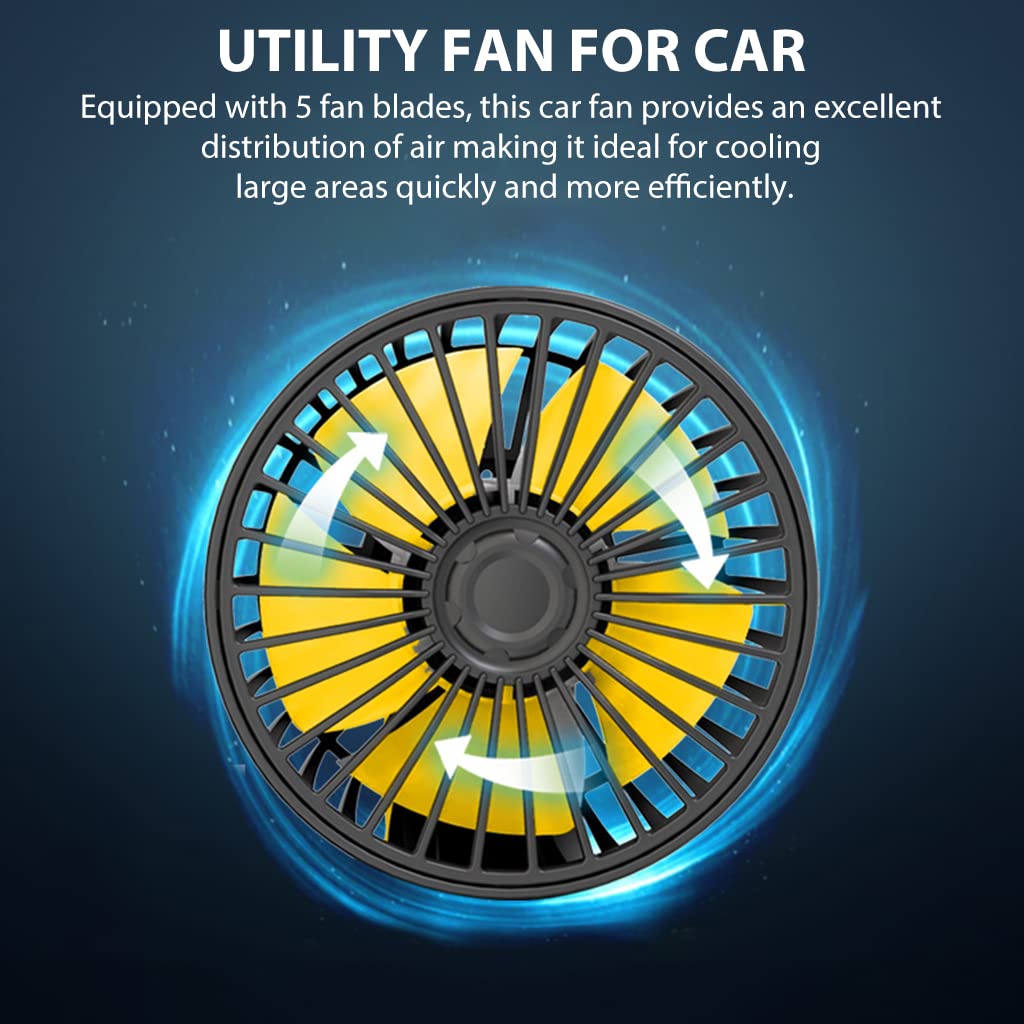 ZORBES Car Fan for 12V Vehicles featuring 360° Rotatable Design | Portable Use in Cars SUVs and Boats