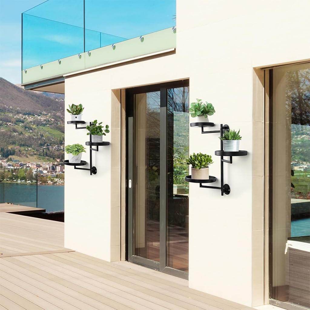 HASTHIP Rotating Window Plant Shelves for Indoor and Outdoor Display with Triple Layer Heavy Duty Metal Stand | Space Saving Wall Mount Design