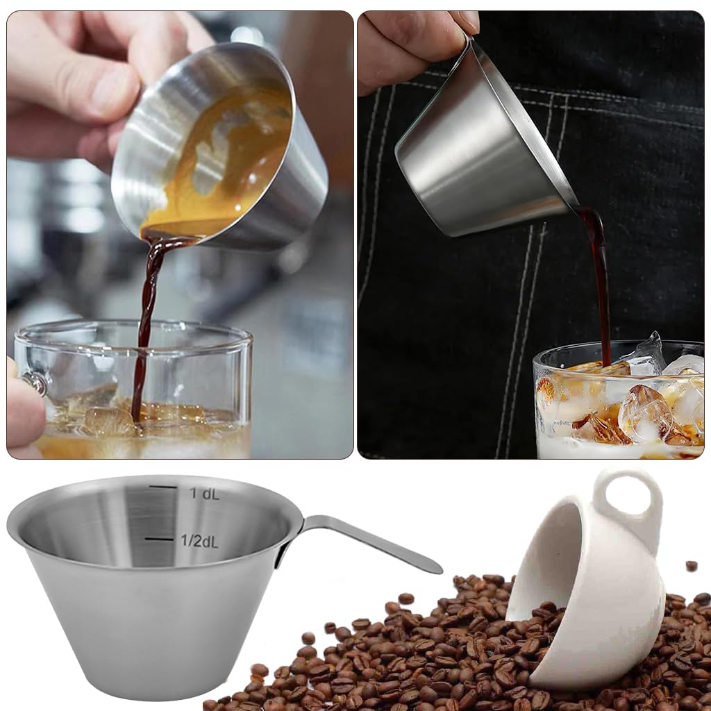 Supvox Espresso Cup for Coffee Brewing featuring Etched Scale and Ergonomic Handle 100ml 304 Stainless Steel | Ideal for Home Baristas