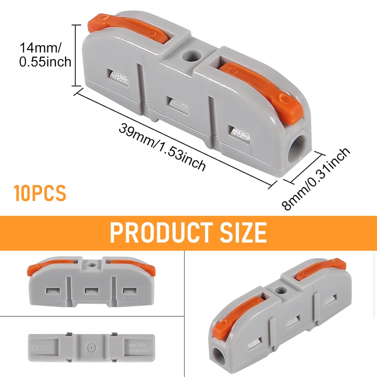 Serplex Wire Connector Kit for DIY Wiring featuring Sliding Button Design and 68 Pcs | Flame-Retardant PA66 Terminals