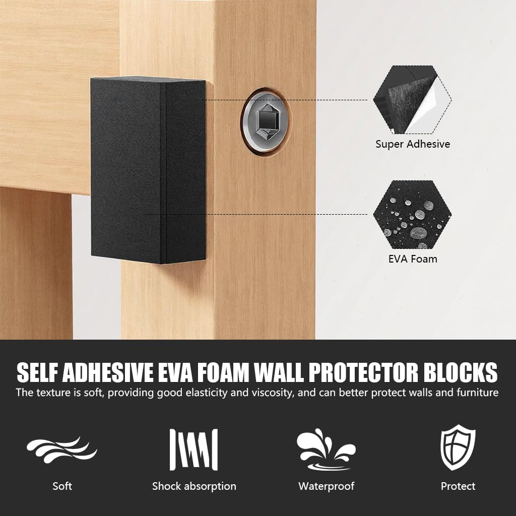 Serplex Furniture Wall Protectors for Bed and Chair with EVA Foam and Felt Pads 20Pcs Black