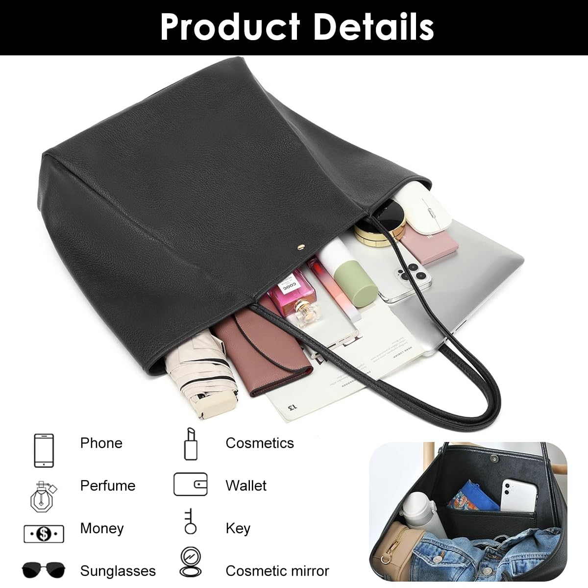 PALAY Tote Bag for Women featuring Spacious Interior and Waterproof PU Leather | Ideal for Work and Travel