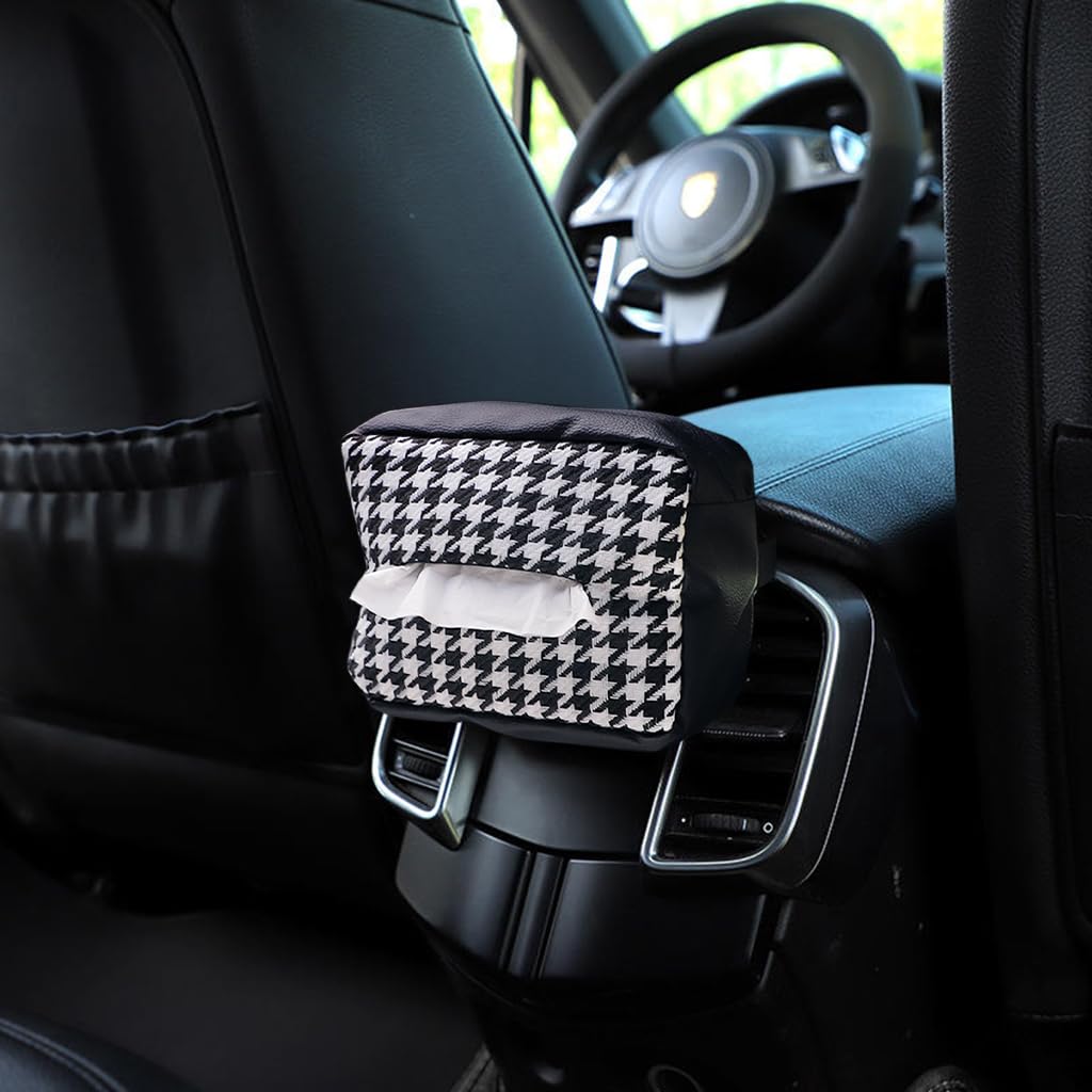 ZIBUYU Car Tissue Box Holder for Car Home and Office featuring Quick Release Buckle | Soft Plush 16×11 cm Organizer