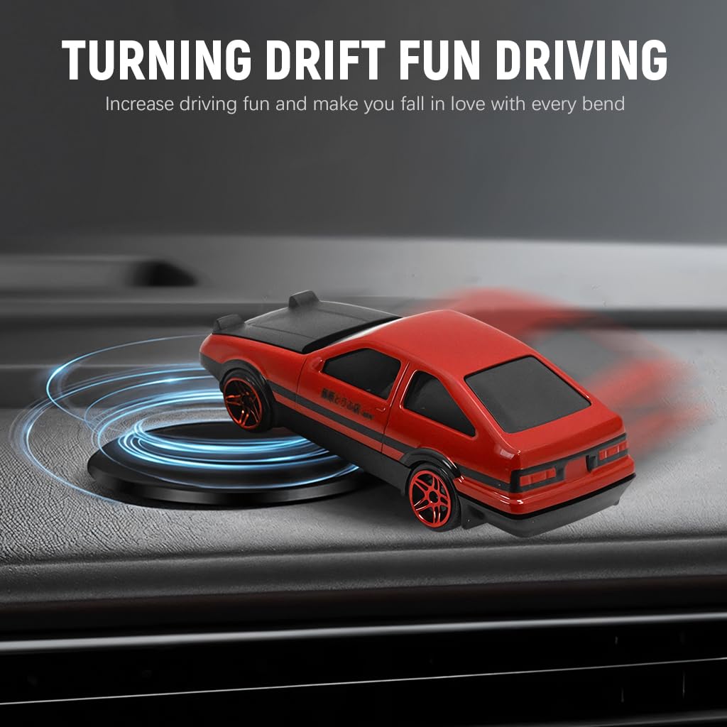 STHIRA Mini Car Model for Dashboard Decor with 2.95 in Alloy Build and Drifting Base | Red AE86 Gift
