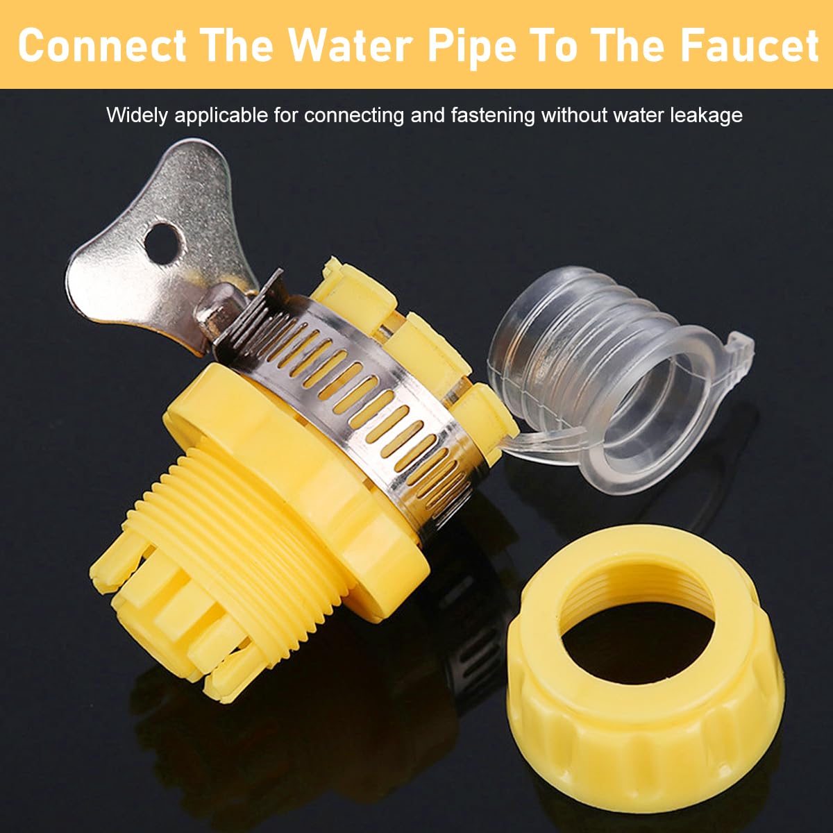 HASTHIP Universal Water Tap Adapter for Kitchen and Garden Use featuring 4/6 Point Anti‑Leak ABS Quick Release Connector 2 PCS