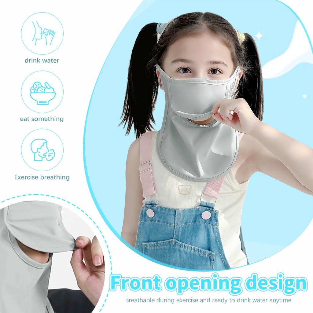 SNOWIE SOFT Face Mask for Kids with UPF 50+ Sun Protection featuring Adjustable Ear Loops and Ice Silk Fabric