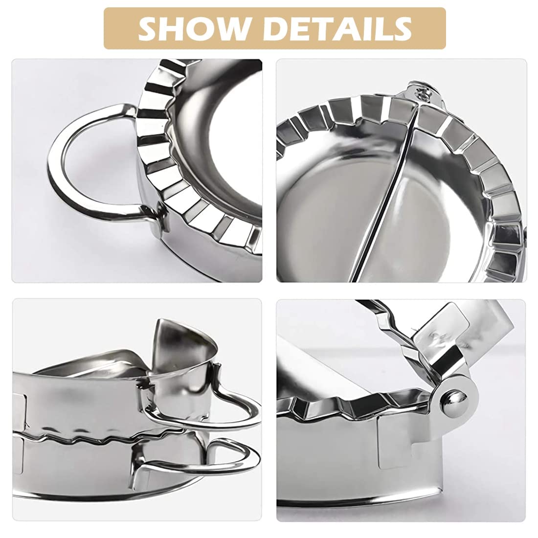 Supvox Dumpling Maker Set for Kitchen Use with 7.5cm Mold & Double Side Roller Cutter | Stainless Steel