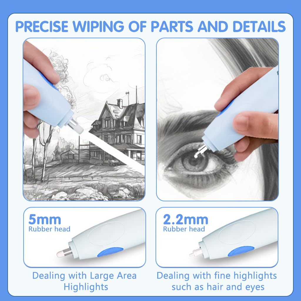 HASTHIP Electric Automatic Eraser for Drawing and Sketching with 20 Refills | USB Rechargeable 30 Days Power and Ergonomic Control