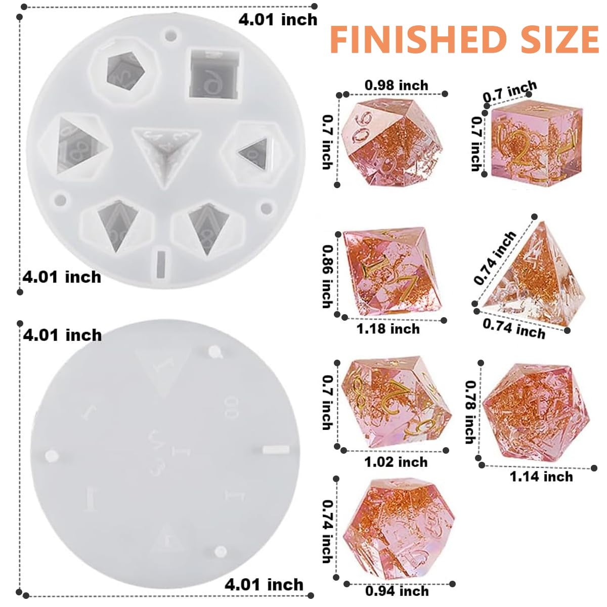 HASTHIP Resin Dice Molds for DIY Dice Making featuring 7 Polyhedral Cavities | Silicone Mold
