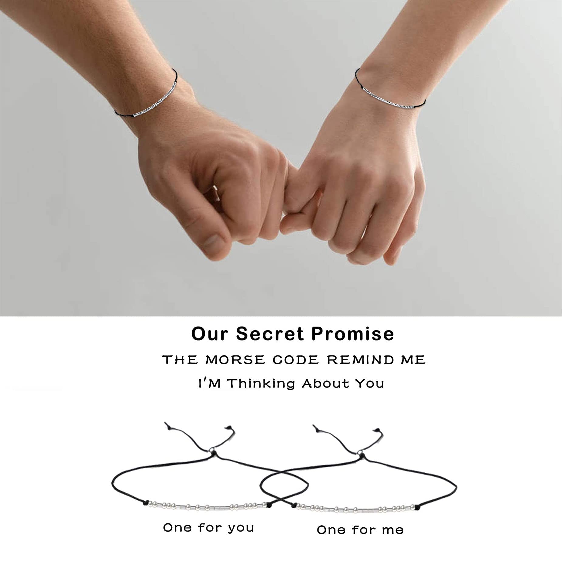 Zibuyu Couple Bracelet for Women and Men featuring 16–26cm Adjustable Design with Morse Code Beads | Stainless Steel and Polyester Rope Gift Pair