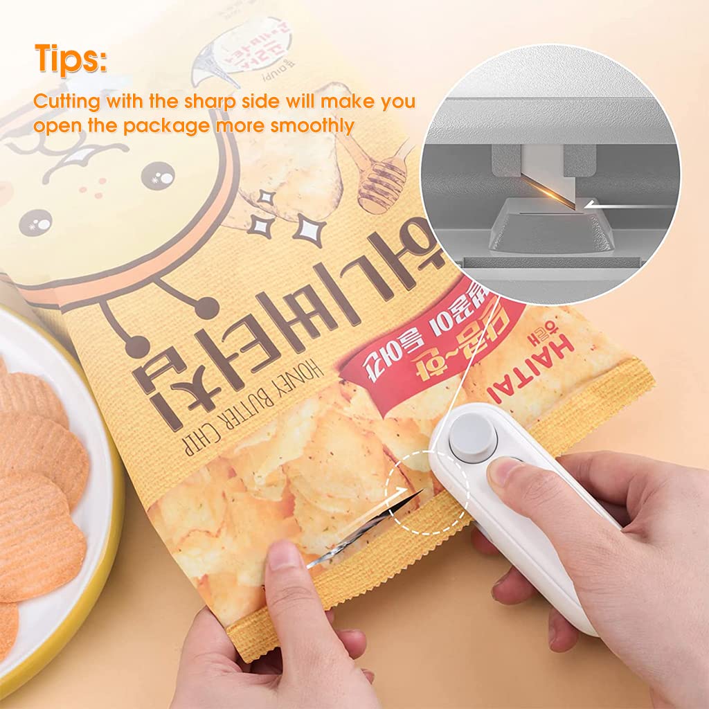 HASTHIP® 400mAh Sealer for Plastic Bags, USB Bag Sealer, 2 in 1 Hot Bond Sealer with Cutter, Magnetic Bag Sealer, Mini Bag Sealer Rechargeable Bag Sealer for Chips Snack Bag, Various Bag Food