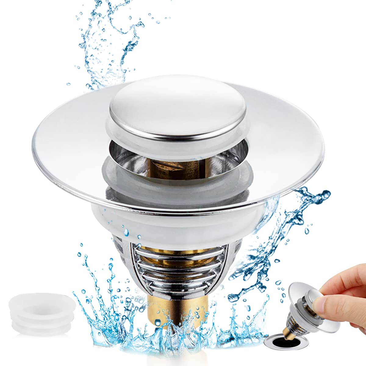 HASTHIP Waste Coupling for Wash Basin with 2 in 1 Pop Up Strainer | Stainless Steel 62mm Plug