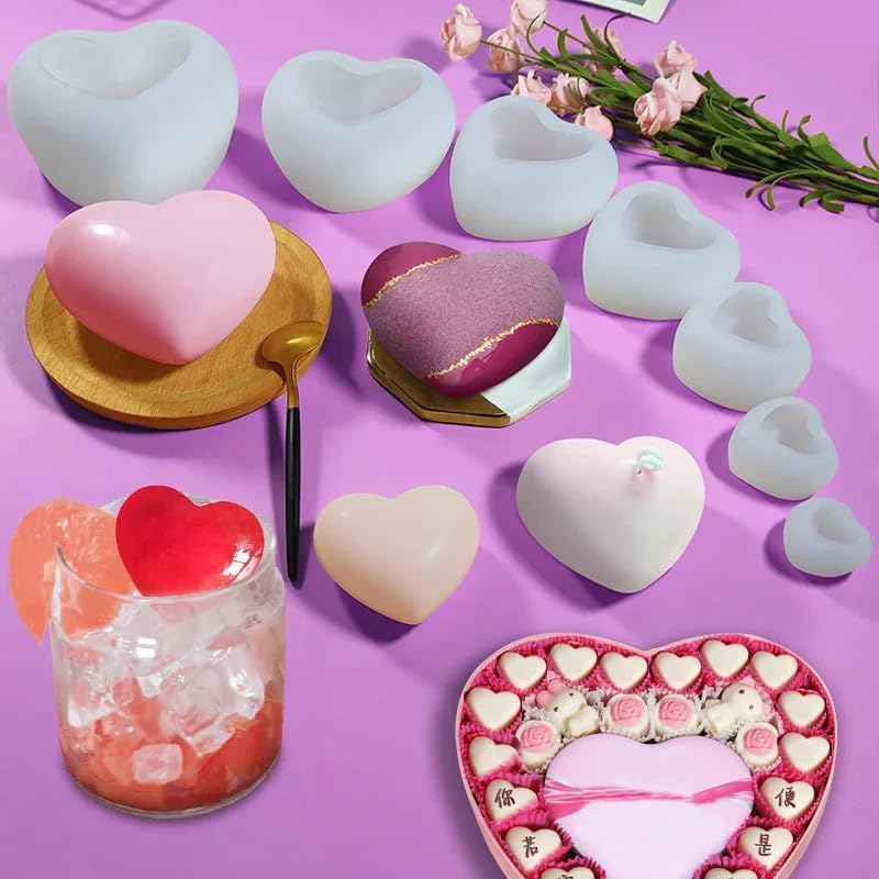 ZIBUYU Heart Shaped Chocolate Mould for Candy and Soap Making with 3D Woven Pattern | 2PCS BPA Free Silicone