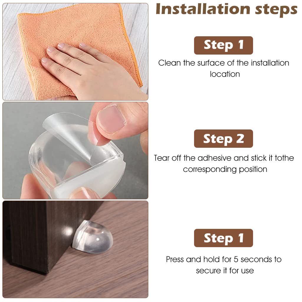 Supvox Rubber Door Stopper for Home and Office with Self Adhesive Design 4cm Clear | Protects Walls and Furniture