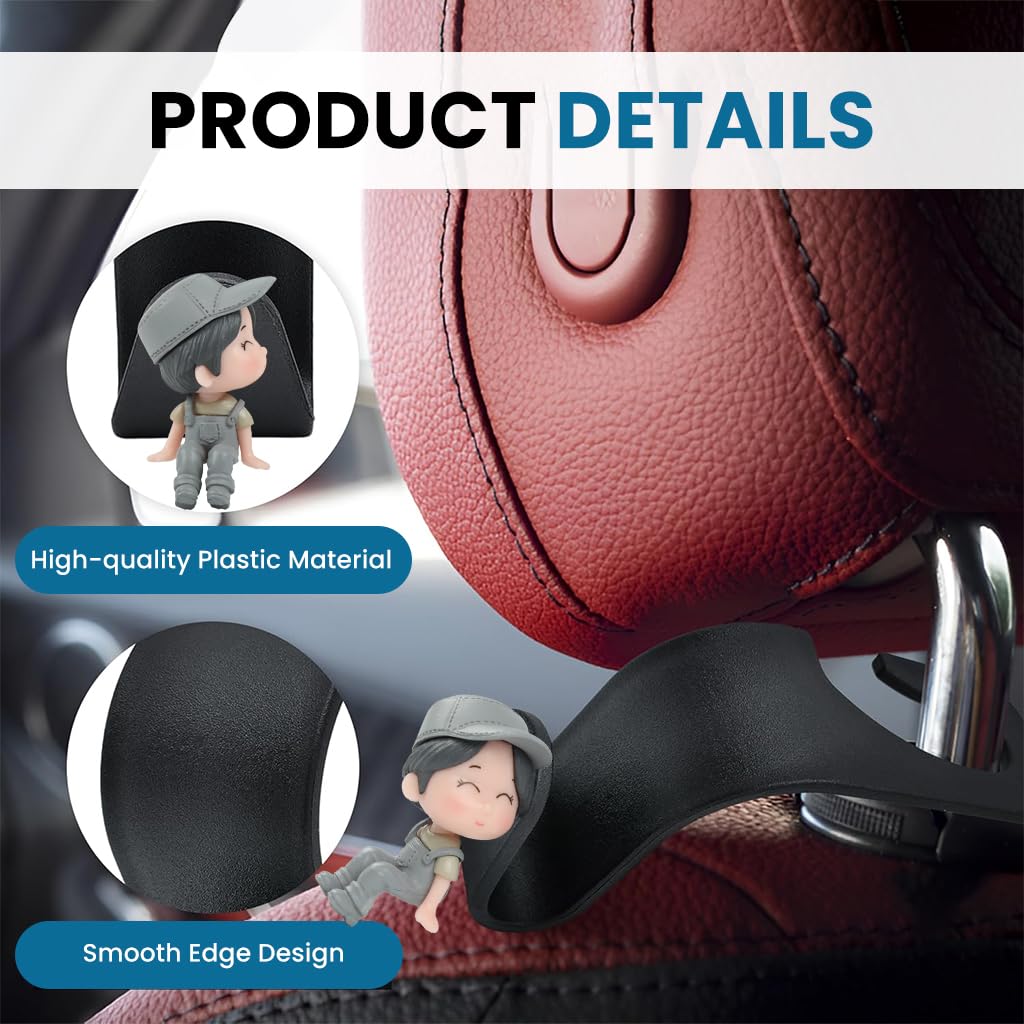 Zibuyu Car Seat Headrest Hook Hanger for Storage and Organization 2 Pcs 15x12x3cm | Universal Plastic Hooks for Most Cars and SUVs