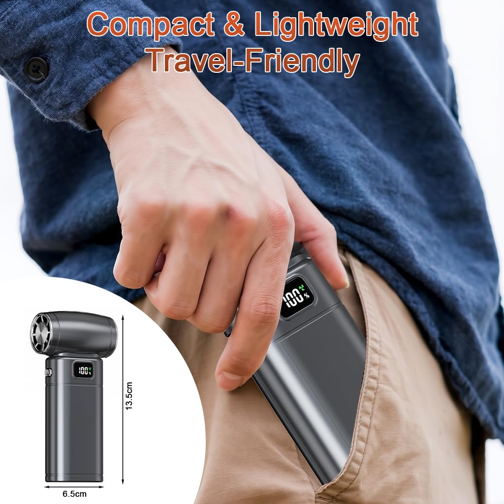 ZORBES Compressed Air Duster for Car Cleaning with 130000RPM Motor & LED Display | 6000mAh Rechargeable Turbo Blower