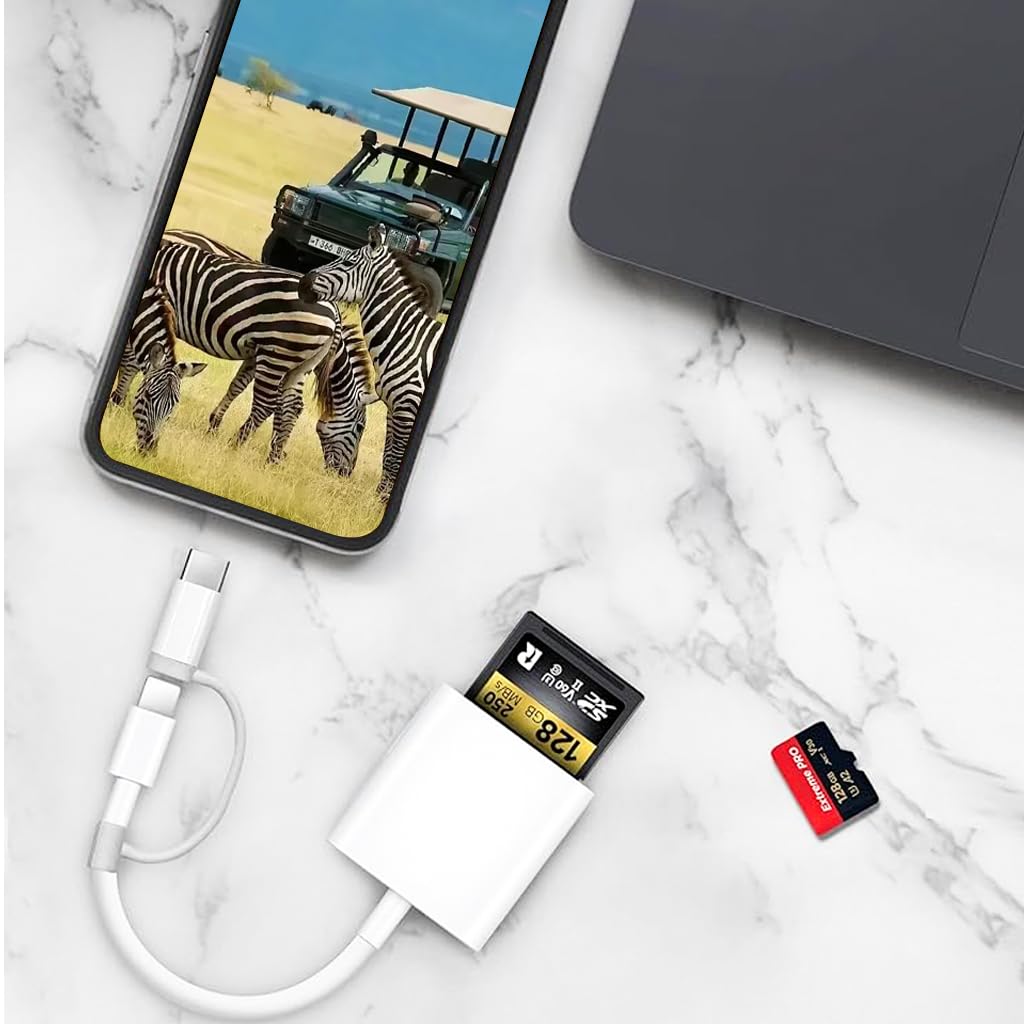 ZORBES SD Card Reader for iPhone and iPad with Dual Slot and USB C Connector | 20MB/S Transfer Speed